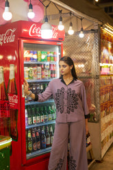 Mauve Mandala Art Co‑ord Set – Relaxed Shirt & Wide‑Leg Pants